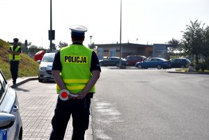 Policjanci prowadzą działania na drodze