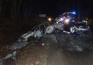 Pojazdy po spaleniu, na miejscu wypadku drogowego