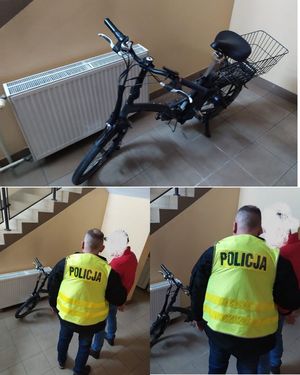 policjanci i odzyskany przez nich rower