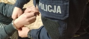 Policjant prowadzi zatrzymanego