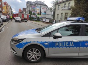 policjanci pracujący na miejscu wypadku z udziałem pieszej