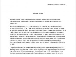 policjant, który uratował mężczyznę otrzymał podziękowania od syna