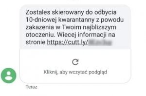 przykład fałszywego sms