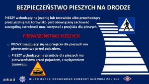 policjant stoi przed przejściem dla pieszych