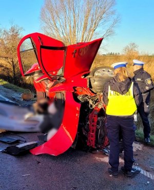 policjanci pracują na miejscu wypadku