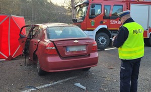 policjanci pracują na miejscu śmiertelnego wypadku