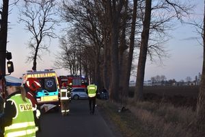 policjanci pracują na miejscu wypadku drogowego