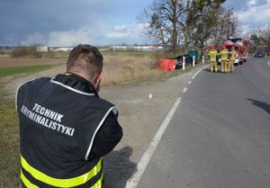 policjanci pracują na miejscu wypadku