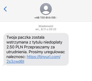 screen fałszywego sms