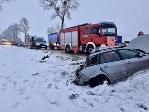 policjanci pracują na miejscu kolizji drogowych