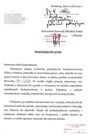 podziękowania dla policjntów