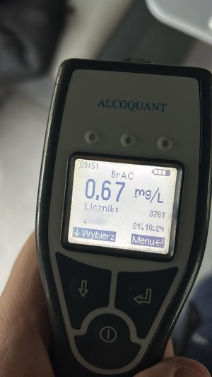 wynik pomiaru alkomatem