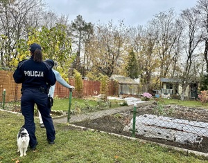 policjanci podczas kontroli ogródków