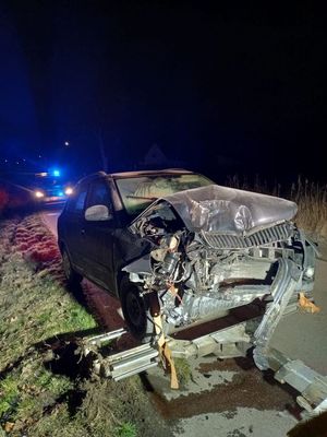 pojazd po uderzeniu w drzewo