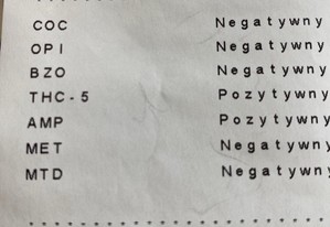 policyjny radiowóz i wydruk z badania