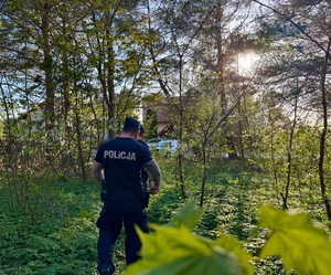 policjanci sprawdzają opuszczone miejsca, zalesione oraz pustostany