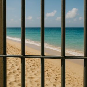 zdjęcie poglądowe plaży za kratami celi