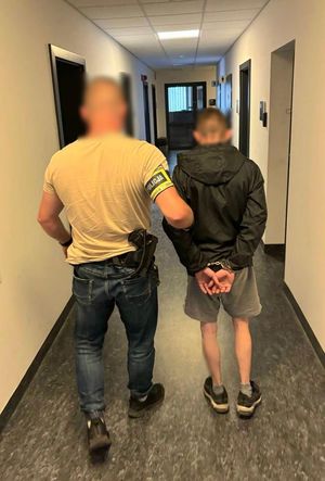 policjant z zatrzymanym