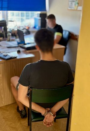 policjant z zatrzymanym