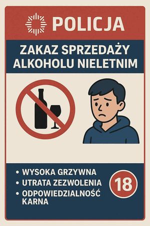 plakat Zakaz sprzedaży alkoholu nieletnim