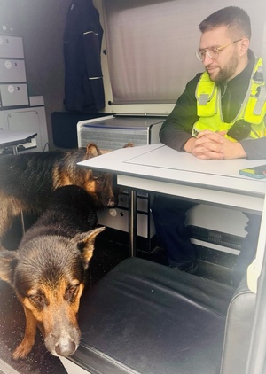 Policjanci złapali zagubione owczarki niemieckie