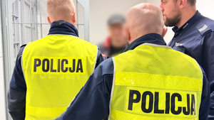 policjanci z zatrzymanym nietrzeźwym