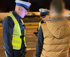 policjanci podczas kontroli drogowych