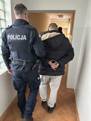 zatrzymani prowadzeni przez policjantów