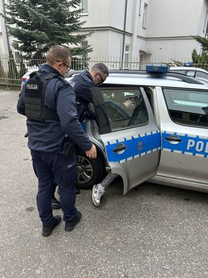 zatrzymani prowadzeni przez policjantów