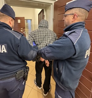 zatrzymany i policjanci