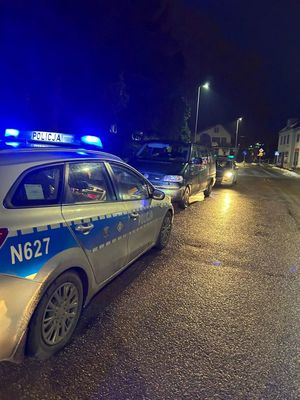 policjanci podczas kontroli drogowej