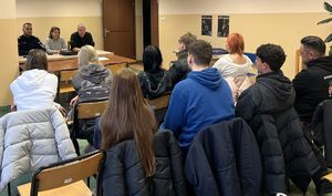 Spotkanie policjantów ze studentami.