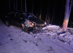 Pościg zakończył uderzając w drzewo. Był poszukiwany, pijany i miał przy sobie narkotyki