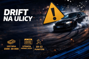 Nowe przepisy od 30 marca – surowe kary za drift i jazdę na jednym kole