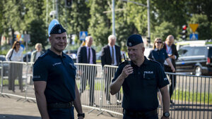Policjanci zabezpieczali Konferencję na rzecz Odbudowy Ukrainy.