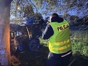 Śmiertelny wypadek drogowy w Nowym Dworze. Kierujący Fordem uderzył w drzewo.
